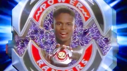 Zack Taylor (Walter Emanuel Jones) suits up for the first time in Mighty Morphin' Power Rangers Season 1 Episode 1 "Day of the Dumpster" (1993), Saban