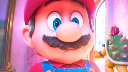 Mario (Chris Pratt) and Luigi (Charlie Day) are surprised how much fight Bowser (Jack Black) still has in him in The Super Mario Galaxy Movie (2026), Nintendo/Illumination Entertainment
