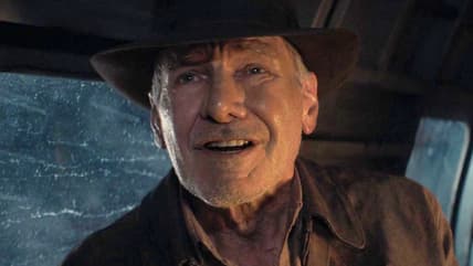 Indy (Harrison Ford) realizes Voller (Mads Mikkelsen) has ignored the concept of continental drift in Indiana Jones and the Dial of Destiny (2023), Lucasfilm