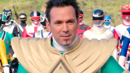 Tommy Oliver (Jason David Frank) leaves the world in good hands in Power Rangers Super Megaforce Season 1 Episode 20 "Legendary Battle" (2014), Saban Entertainment