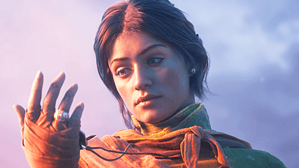 Hoona (Anya Chalotra) reminds herself of what she's fighting for in Unknown 9: Awakening (2024)