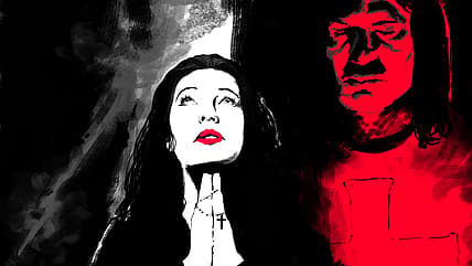 Christof watches over praying Anezka in Vampire the Masquerade: Reawakened, Galejro