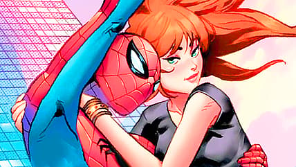 Peter Parker and Mary-Jane swing through Manhattan on Ultimate Spider-Man Vol. 3 #9 (2024), Marvel