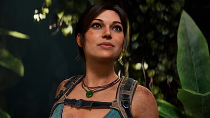 Lara Croft (Alix Wilton Regan) surveys her first adventure in Tomb Raider: Legacy of Atlantis
