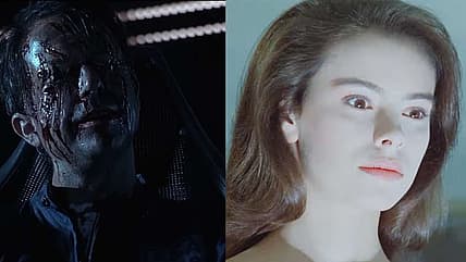Sam Neill in Event Horizon (1997), Paramount Pictures; Mathilda May in Lifeforce (1985), Cannon Film