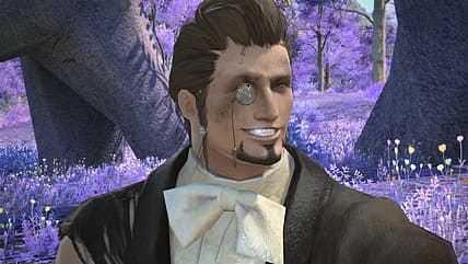 Hildibrand Helidor Maximillian Manderville smiles as a gentleman in Final Fantasy XIV (2013)