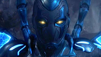 Jamie Reyes (Xolo Maridueña) prepares to rejoin the fight in Blue Beetle (2023), DC Studios