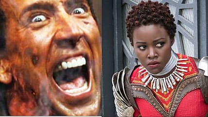 Nicolas Cage as Ghost Rider (2007); Lupita Nyongo as Nakia in Black Panther: Wakanda Forever