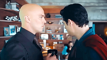 Lex Luthor (Nicholas Hoult) won't reveal who let dogs out to Superman (David Corenswet) in Superman