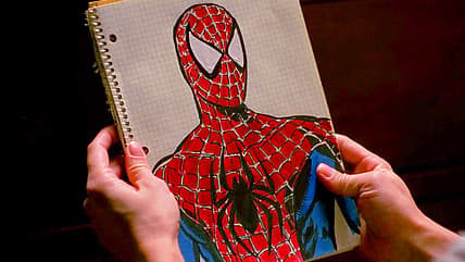 Peter Parker (Tobey Maguire) finalizes his webs in Spider-Man (2002), Sony