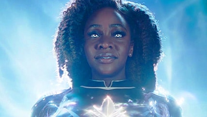 Monica Rambeau (Teyonnah Parris) is imbued with cosmic energy in The Marvels (2023), Marvel Entertainment