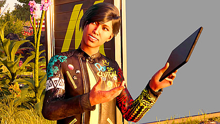 Malu (Emily Piggford) provides a race update in The Crew Motorfest (2023), Ubisoft