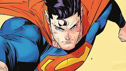 The Man of Steel leaps into action to stop Validus from destroying Smallville in Summer of Superman Special Vol. 1 #1 "The Past, The Present, The Future" (2025), DC. Words by Mark Waid, Dan Slott, and Joshua Williamson, art by Jorge Jiménez and Dave Sharpe.