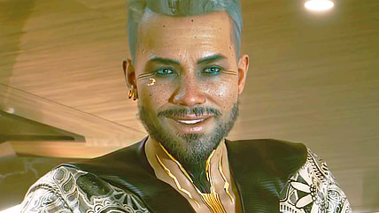 Kenny Eurodyne (Matthew Yang King) flashes a smile in Cyberpunk 2077 (2020), CD Projekt Red