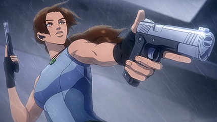 Lara Croft (Hayley Atwell) reloads in Tomb Raider: The Legend of Lara Croft (2024), Netflix