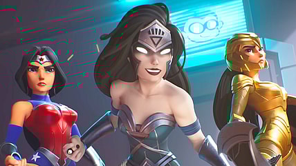 Three different versions of Wonder Woman (Abby Trott) rise to the challenge in MultiVersus (2022), Warner Bros. Games.