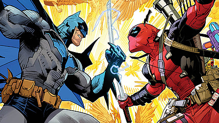 The titular duo face off on Dan Mora's cover to Batman/Deadpool Vol. 1 #1 (2025), DC/Marvel Comics