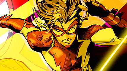 Impulse attempts to change the timeline on Dan Mora's variant cover to The Flash Vol. 6 #26 (2025), DC