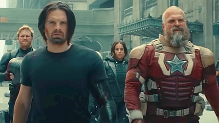 The team ready themselves to help Yelena (Florence Pugh) confront The Void (Lewis Pullman) in Thunderbolts (2025), Marvel Entertainment