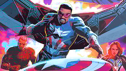 Sam, Joaquin, Isaiah, and Ruth suit-up on Daniel Acuña's promotional poster for Captain America: Brave New World (2025), Marvel Entertainment