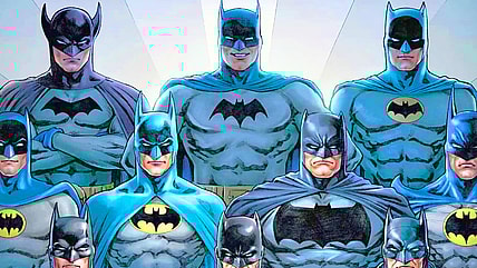 Batman takes a trip through the ages on Nicola Scott's Artist Spotlight variant cover to Batman Vol. 2 #152 "Happy Endings" (2024), DC