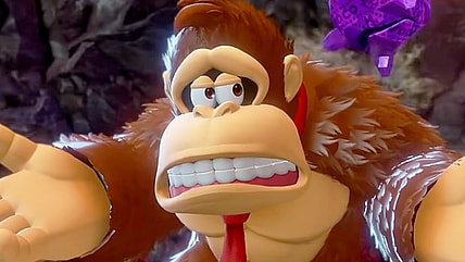 Donkey Kong (Takashi Nagasako) begrudgingly accepts Odd Rock (TBA) as a companion in Donkey Kong Banaza (2025), Nintendo