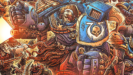 Marneus Calgar throws himself into the heat of battle in James Stokoe's variant cover to Warhammer 40,000: Marneus Calgar Vol 1 #2 (2020), Marvel Comics