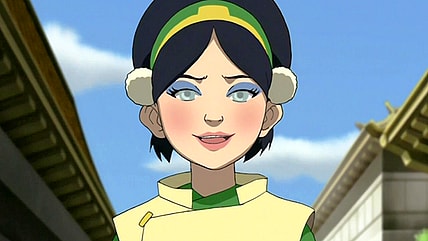 Toph (Michaela Jill Murphy) receives a makeover in Avatar: The Last Airbender Book 2 Episode 15 "The Tales of Ba Sing Se" (2005), Nickelodeon
