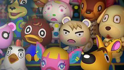 Numerous villagers look on in shock and amazement in Animal Crossing: New Horizons (2020), Nintendo