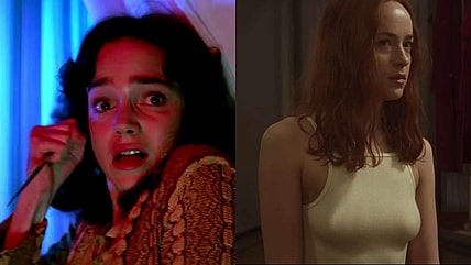 Jessica Harper as Suzy in Suspiria (1977), Produzioni Atlas Consorziate, and Dakota Johnson as Susie in Suspiria (2018), Amazon Studios