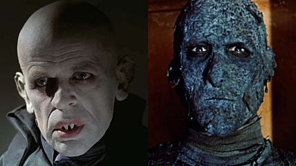 Klaus Kinski in Nosferatu the Vampyre (1979) 20th Century Fox and Christopher Lee as The Mummy (1959) Hammer Film Productions