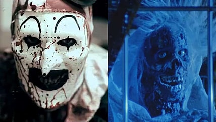 Art the Clown (Mike Ginanelli) in All Hallows' Eve (2013), Image Entertainment, and The Creep has some tales to tell in Creepshow (1982), Warner Bros.