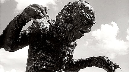 The Creature (Tom Hennessy) knows how SeaWorld treats employees so he is making a break for it in Revenge of the Creature (1955), Universal Pictures