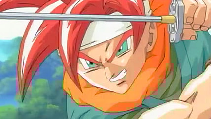 Crono draws his katana in Chrono Trigger (1995), Square