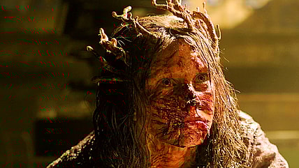 A Cordycept Stalker (Rebecca Ferguson) attacks Ellie (Bella Ramsey) in The Last of Us Season 2 Episode 1 "Future Days" (2025), HBO