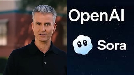 Disney CEO Josh D'Amaro addressing the future of the company ahead of a shareholders meeting in 2026, via Sam's Disney Diary, YouTube: OpenAI's Sora logo via OpenAI