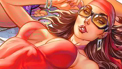 Elektra lays poolside on J. Scott Campbell's 'secret' variant cover to Marvel Swimsuit Special: Friends, Foes, & Rivals Vol. 1 #1 (2025), Marvel Comics
