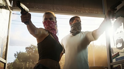 Lucia (TBA) and Jason (TBA) conduct a stick-up in Grand Theft Auto VI (2025), Rockstar Studios
