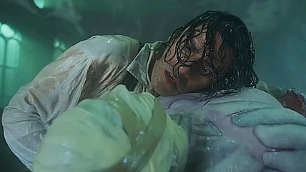 Oscar Isaac is like Don Johnson, looking for a heartbeat, in Frankenstein (2025), Netflix