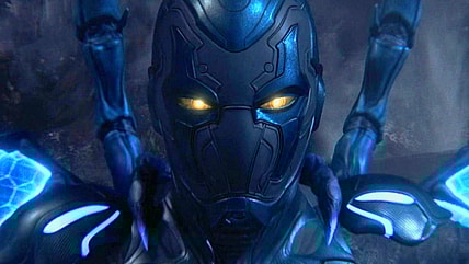 Jamie Reyes (Xolo Maridueña) steels himself to get back in the fight in Blue Beetle (2023), DC Studios