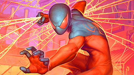 The Clone Saga's lost child is ready to leave his mark via Scarlet Spider, Kaine (Card #143) Magic: The Gathering – Marvel’s Spider-Man (2025), Wizards of the Coast. Art by Forrest Imel.