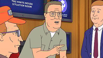 Hank Hill (Mike Judge) has no time for 'Obama Birth Certifcate' nonsense in King of the Hill Season 14 Episode 3 "Chore Money Chore Problems" (2025), Disney/Hulu