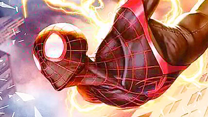 The last survivor of Earth-1610 dives in via Spider-Man, Miles Morales (Card #018), Magic: The Gathering - Marvel's Spider-Man (2025), Wizards of the Coast. Art by InHyuk Lee.