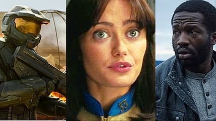 Pablo Schreiber as Master Chief in Halo: Ella Purnell as Lucy in Fallout: Sope Dirisu as Elliot in Gangs of London/ screenshots