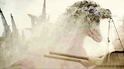 Godzilla attacks a battleship without a screen door in Godzilla Minus One (2023), Toho Co. Ltd.