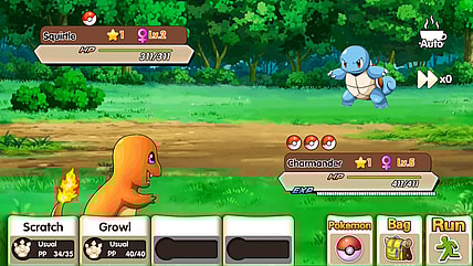 The player's Charmander fights a Squirtle in Pocket Monster: Remake (2015), Guangzhou Maichi Network Technology, Khorgos Fangchi Network Technology