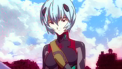 Rei Ayanami (Megumi Hayashibara) takes in the ruins of Tokyo-3 in Evangelion: 3.0 You Can (Not) Redo (2014), Studio Khara