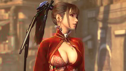 Eve (Yoon Eun-seo) is taken aback by Xion's holiday spirit in Stellar Blade (2024), Shift Up