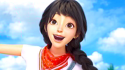 Qian Xiao (Liu Xiaoyu) spots a merchant boat in The Girl Who Stole Time (2025), Fortissimo Films