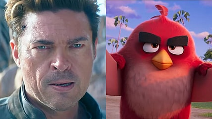 Johnny Cage (Karl Urban) prepares to enter his first round of the eponymous tournament in Mortal Kombat II (2025), Warner Bros. Entertainment: Red (voiced by Jason Sudeikis) opening his flappers in anger in The Angry Birds Movie 3, 2026, Rovio/Sega